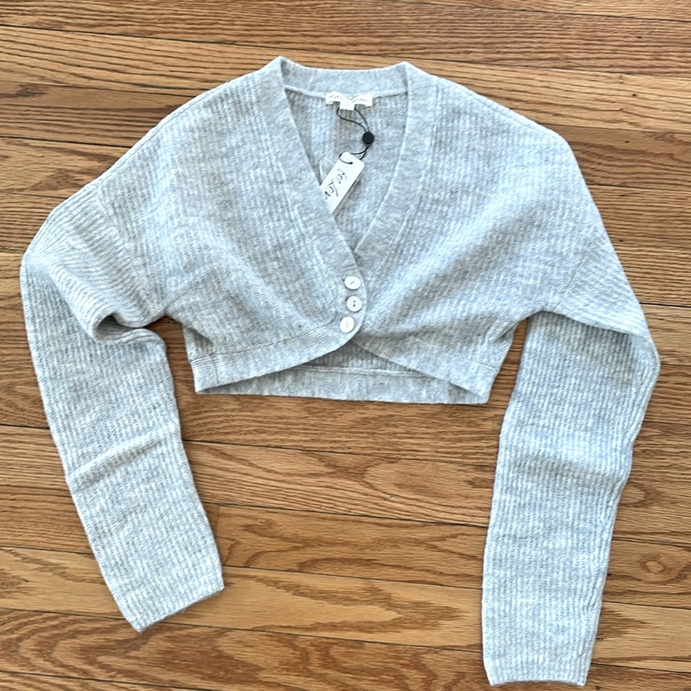 For Love and Lemons Emery Cardigan‎ Cropped Gray XXS